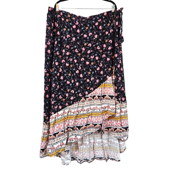 torrid Dresses & Skirts - Torrid Faux Wrap Ruffled Hi Lo Maxi Skirt Multicolor Floral
